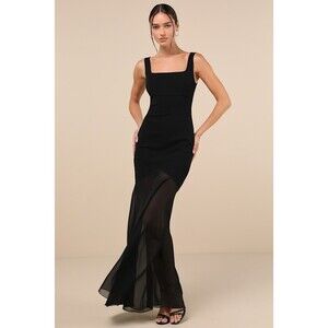 Lulus Sincerely Exemplary Black Sleeveless Trumpet Hem Maxi Dress - Size M